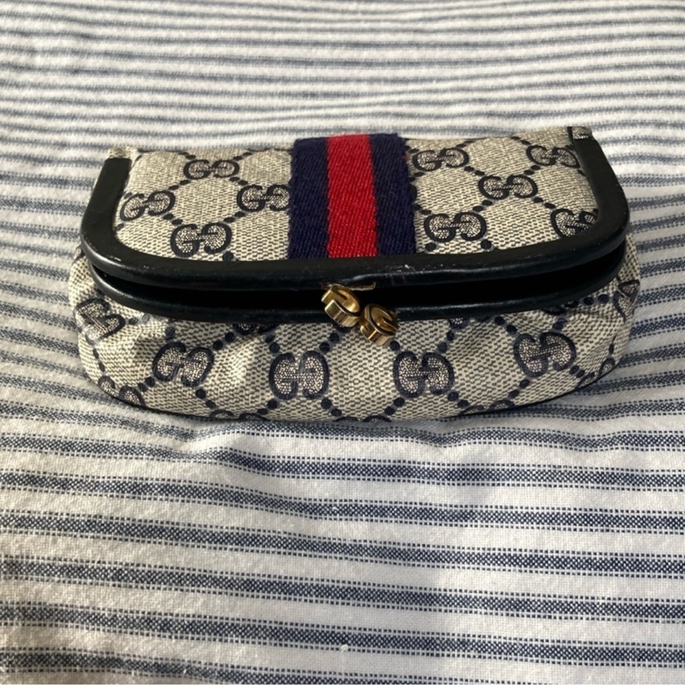 Gucci Canvas Pouch with Red and Blue Stripe